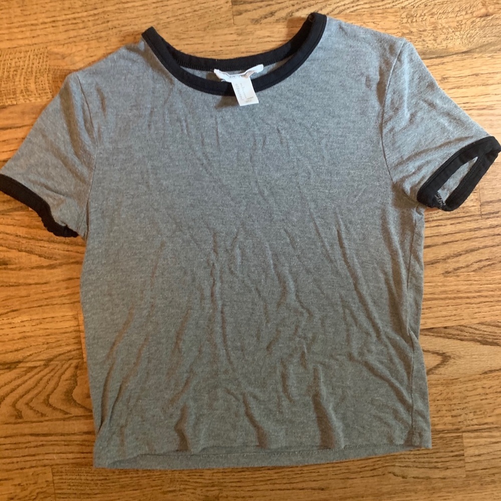 Gray and black Forever 21 crop top
